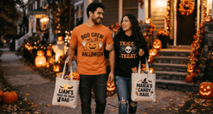Kjøp halloween t-skjorte engros med tilpasning for din bedrift